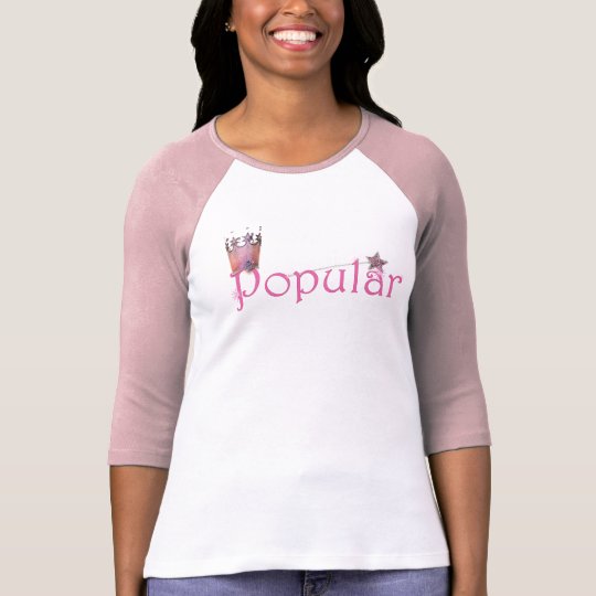"Popular" 3/4 womens t-shirt pink