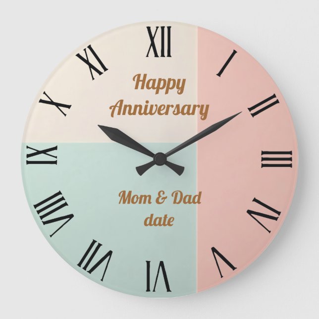 Popular Abstract Blush Pink Mint Collection Large Clock (Front)