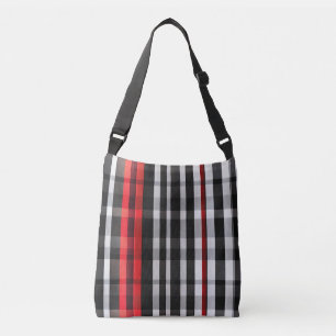 Popular Abstract Red Black Plaid Collection Crossbody Bag
