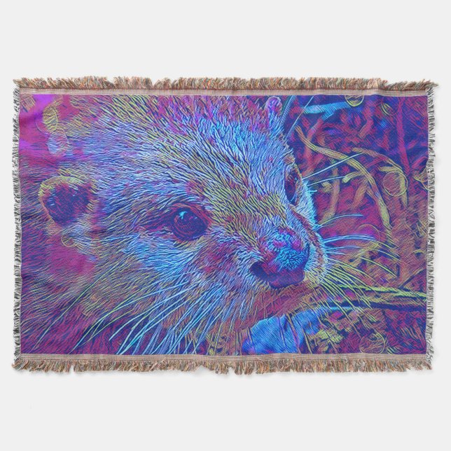 popular Animals - Otter 1 Throw Blanket (Front)