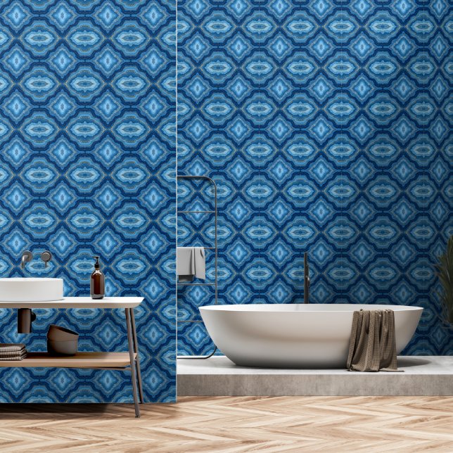 Popular Azure Blue Gold Marble Collection Wallpaper (Bathroom)