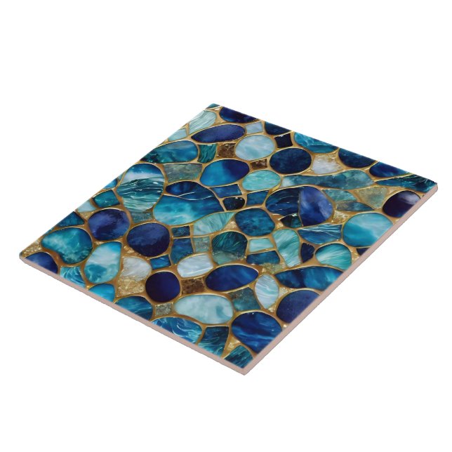 Popular Beautiful Ocean Blue Gold Collection Tile (Side)