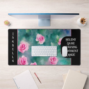 Popular Beautiful Watercolor Pink Roses Collection Desk Mat