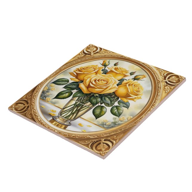 Popular Beautiful Yellow Rose Collection Tile (Side)
