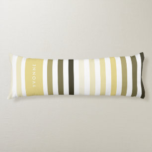 Popular Big Stripes With Name in Custard Yellow Body Cushion