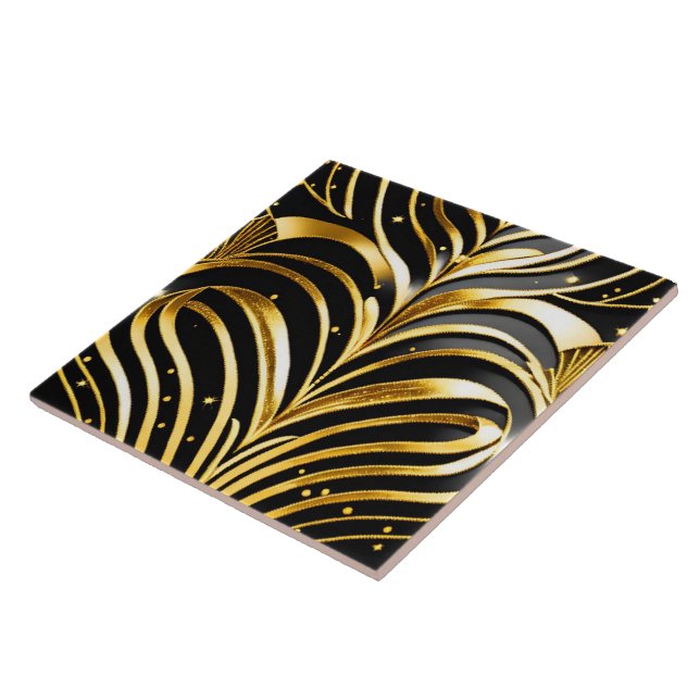 Popular Black Gold Art Deco Collection Tile (Side)
