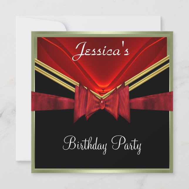 Popular Black Red Party Invitation (Front)