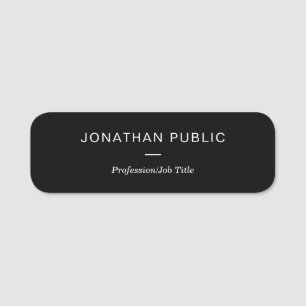 Popular Black White Modern Simple Template Staff Name Tag