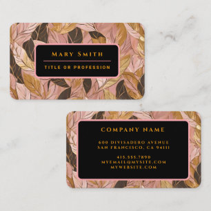Popular Blush Pink Gold Boho Leaves Collection Business Card