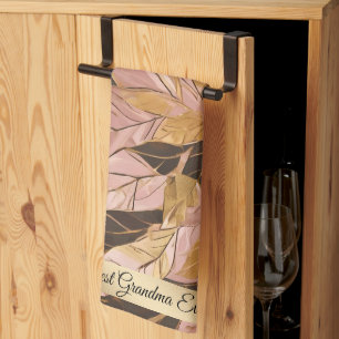 Popular Blush Pink Gold Boho Leaves Collection Tea Towel