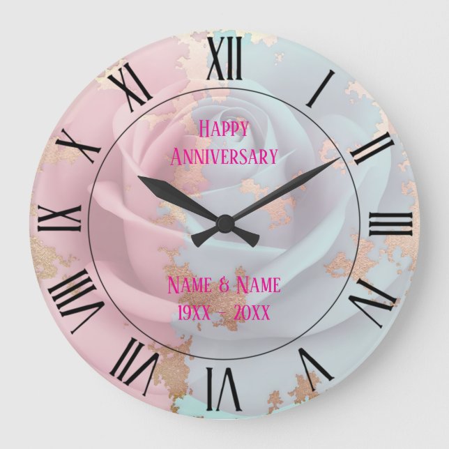 Popular Blush Pink Mint Gold Luxury Collection Large Clock (Front)