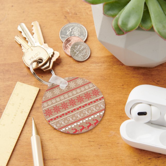 Popular Christmas Holiday pattern Key Ring (Desk)
