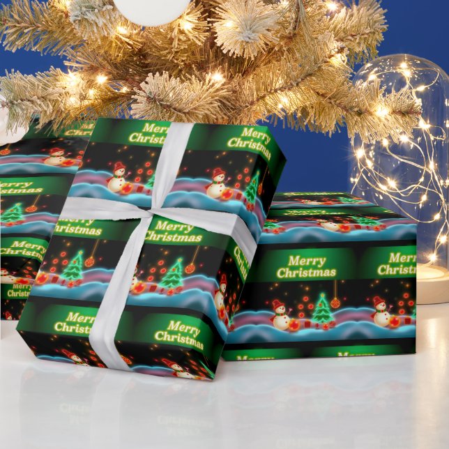 Popular Christmas Neon Holiday Collection Wrapping Paper (Holidays)