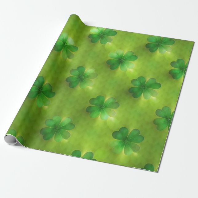 Popular Clover 4 Lists Green Collection Wrapping Paper (Unrolled)