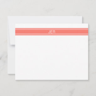 Popular Coral Personalised Monogram Name Initials Card