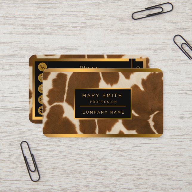 Popular Cow Faux Leather Elegant Collection Business Card (Front/Back In Situ)