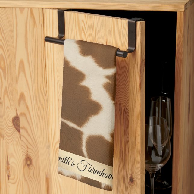 Popular Cow Faux Leather Elegant Collection Tea Towel (Thirds Fold)