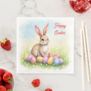 Popular Cute Easter Bunny And Eggs Collection Napkin