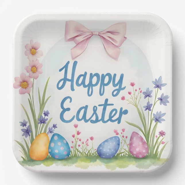 Popular Easter Eggs Beautiful Collection Paper Plate (Front)