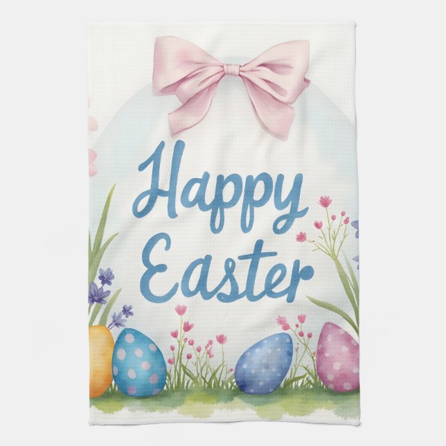 Popular Easter Eggs Beautiful Collection Tea Towel (Vertical)