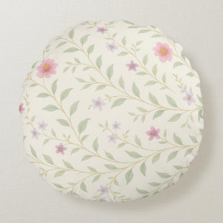 Popular elegant modern royal green wildflower round cushion