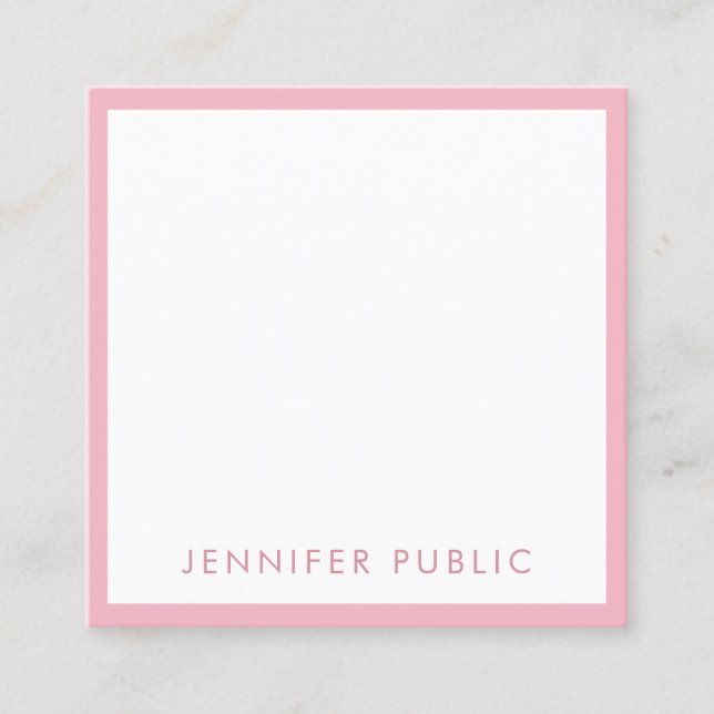 Popular Elegant Pink White Modern Professional Square Business Card (Front)