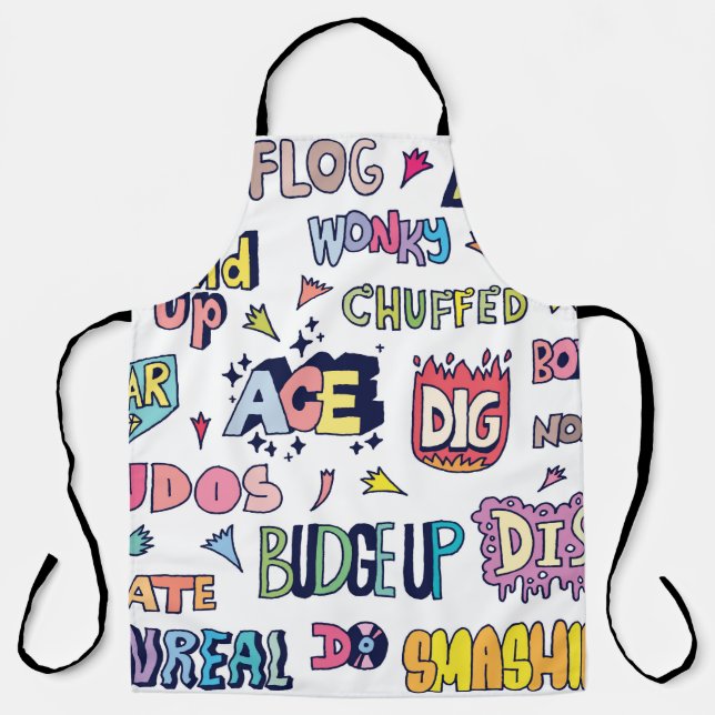 Popular English Language Slang Words Doodle Letter Apron (Front)