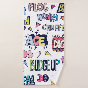 Popular English Language Slang Words Doodle Letter Bath Towel