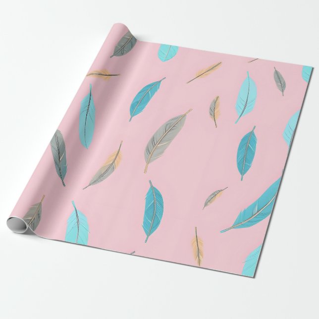 Popular Feathers Luxury Boho Collection Wrapping Paper (Unrolled)