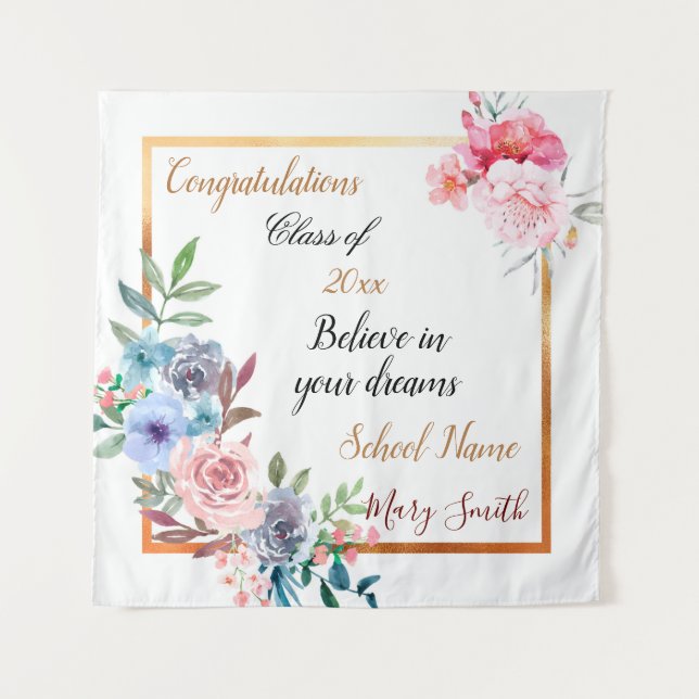 Popular Floral Customise Gold Tapestry (Front)