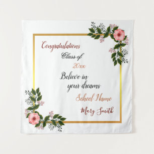 Popular Floral Customise White Pink Rose Tapestry