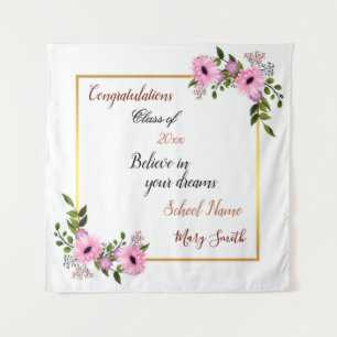 Popular Floral Customise White Pink Tapestry