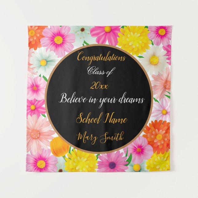 Popular Floral Customise White Tapestry (Front)