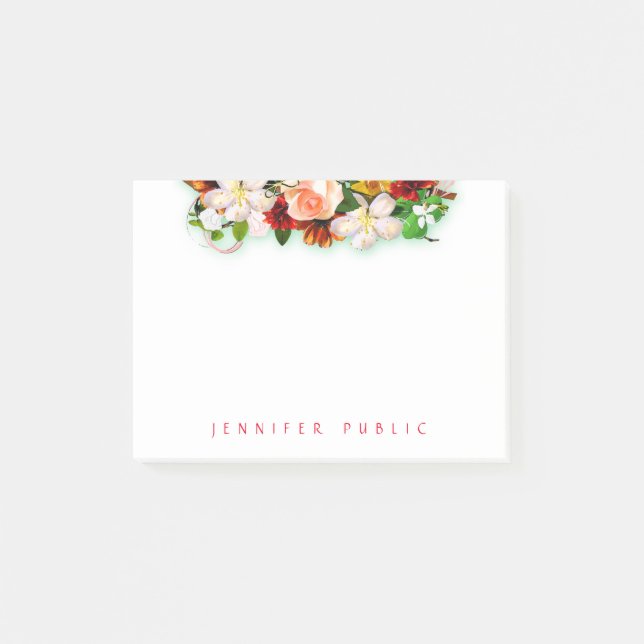Popular Flower Bouquet Template Modern Colourful Post-it Notes (Front)