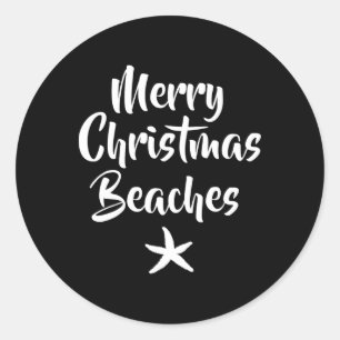 Popular Funny Merry Christmas Beaches Starfish Classic Round Sticker