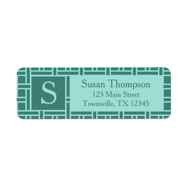 Popular Geometric Pattern Monogram Teal (Front)