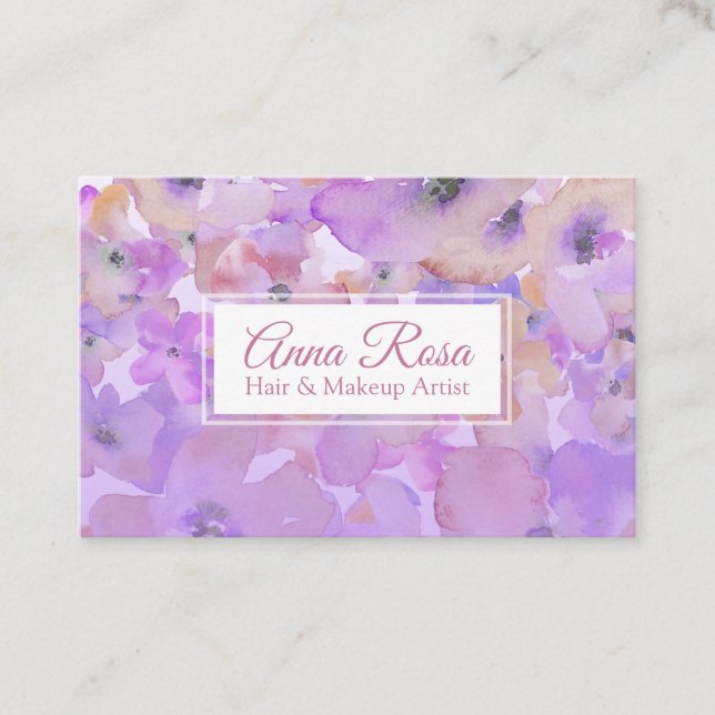 *~* Popular Girly Rose Lavender Pink Beauty Business Card (Front)