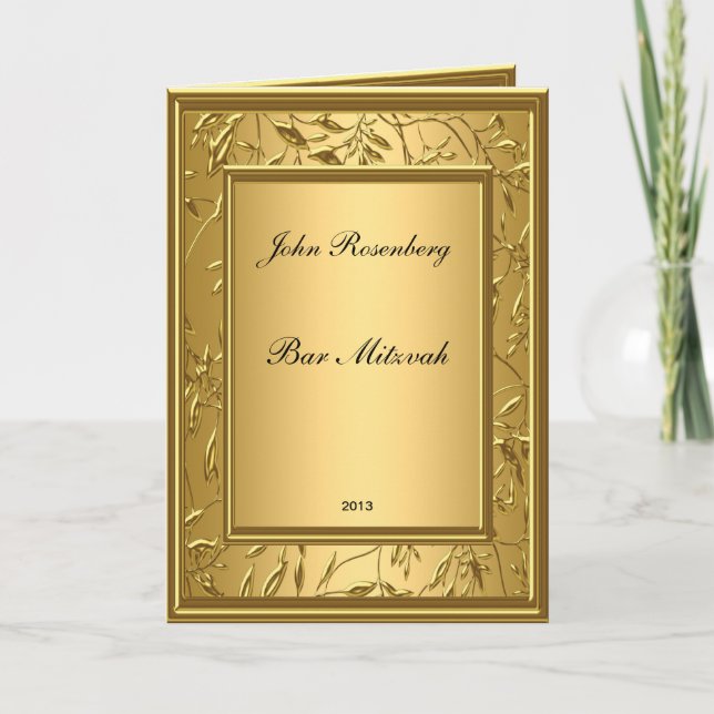 Popular Gold Bar Mitzvah Ceremony Thank You Card (Front)