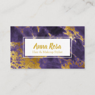 *~* Popular Gold Deep Purple Marble Chic Makeup Business Card
