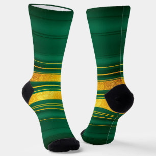 Popular Green Gold Luxury Linen Texture Collection Socks