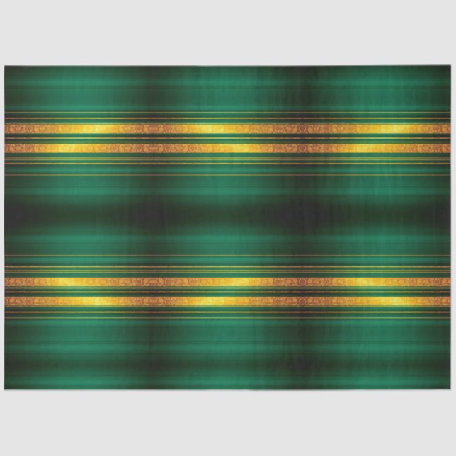 Popular Green Gold Luxury Linen Texture Collection Tissue Paper (Front)