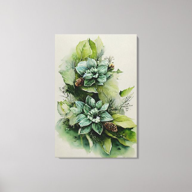 popular green leaf floral  canvas print (Front)