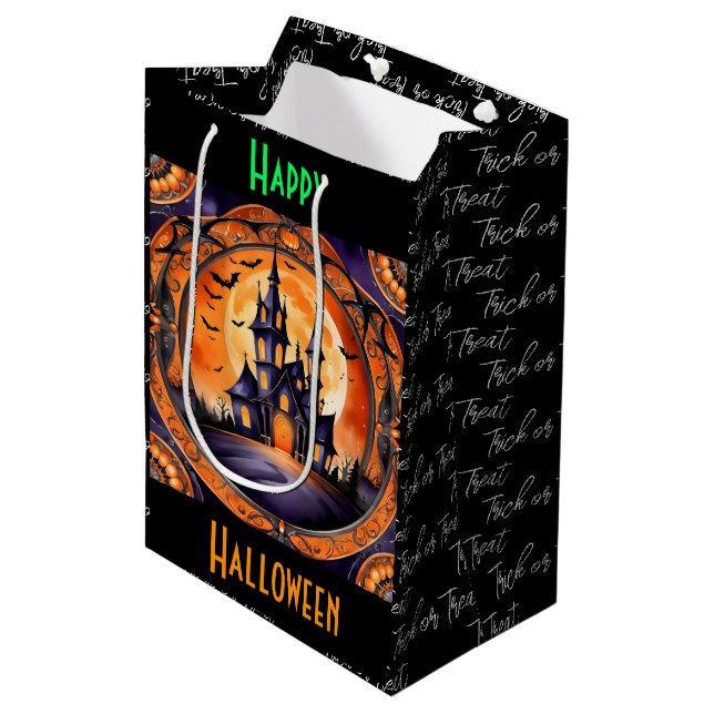 Popular Halloween Pumpkin Autumn Collection Medium Gift Bag (Front Angled)