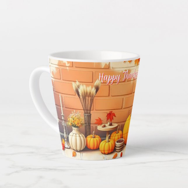 Popular Happy Thanksgiving Beautiful Fall Latte Mug (Left Angle)