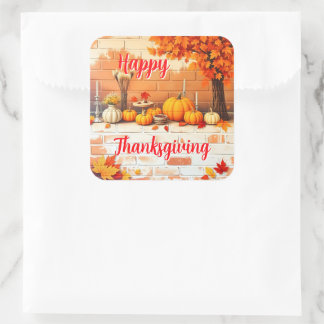Popular Happy Thanksgiving Beautiful Fall Square Sticker