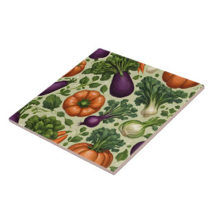 Popular Happy Vegetables Healthy Food Collection Tile