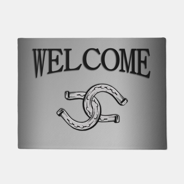 Popular Lucky Horseshoes on Silver Doormat (Front)