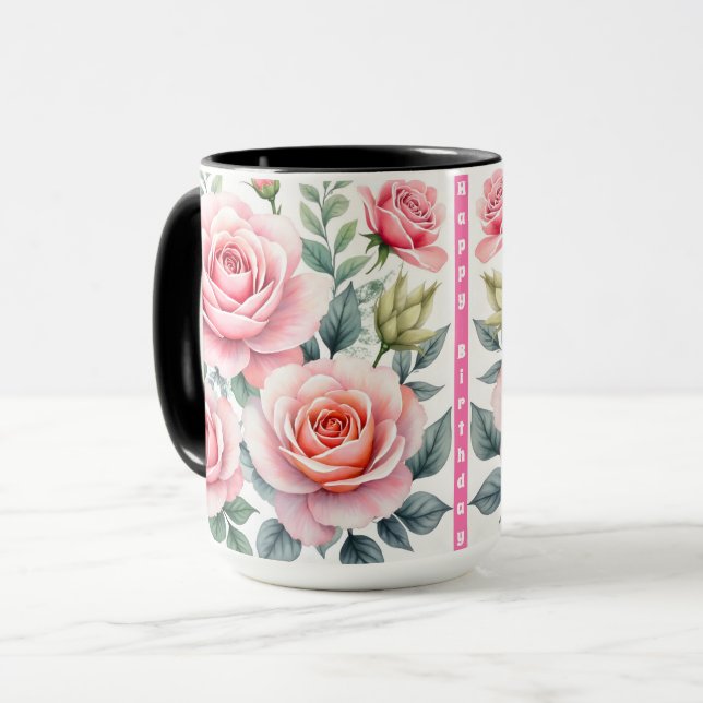 Popular Luxury Pink Roses Beautiful Collection Mug (Front Left)