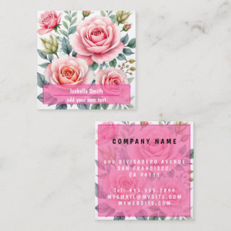 Popular Luxury Pink Roses Beautiful Collection Square Business Card