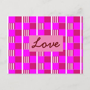 Popular Magenta and Hot Pink Plaid Monogram Postcard